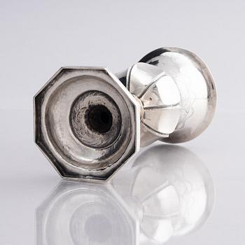 A silver chalice, possibly unidentified maker PT active in Kharkiv circa 1850.