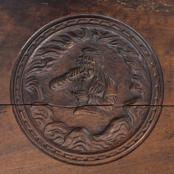 A baroque style wooden chest, 19th century.