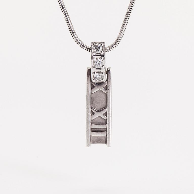 Tiffany & Co, halsband "Atlas Bar"  18K vitguld med diamanter tot ca 0.06 ct.
