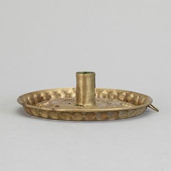LJUSPLÅT, mässing, allmoge, 1700-tal.