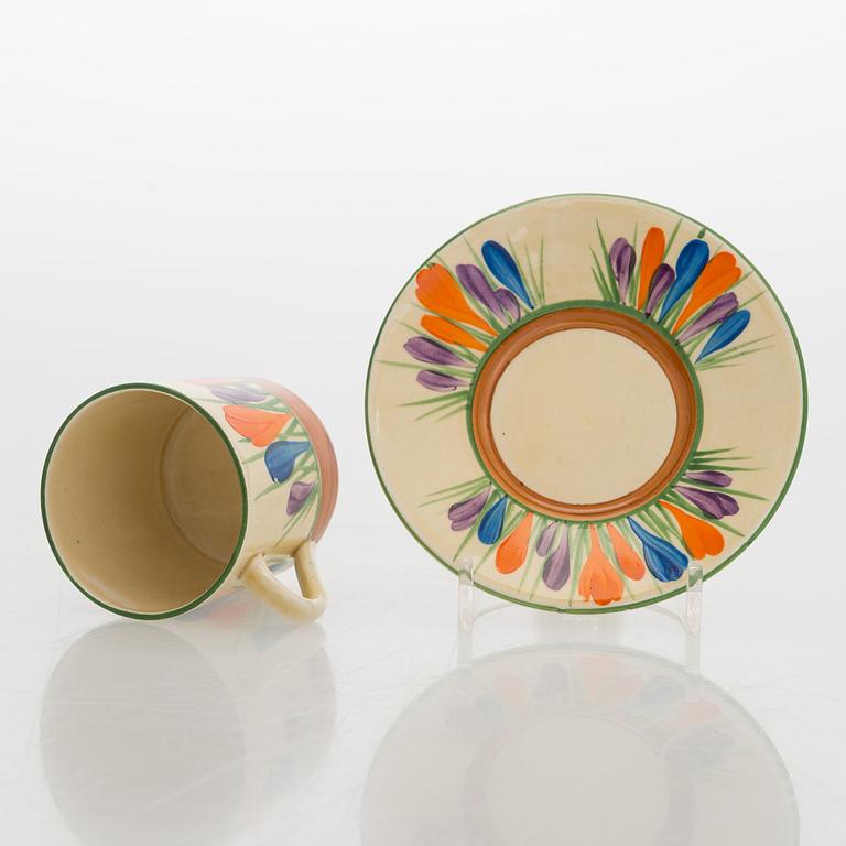 Clarice Cliff, 10-piece coffee service, stamped "Crocus", England.