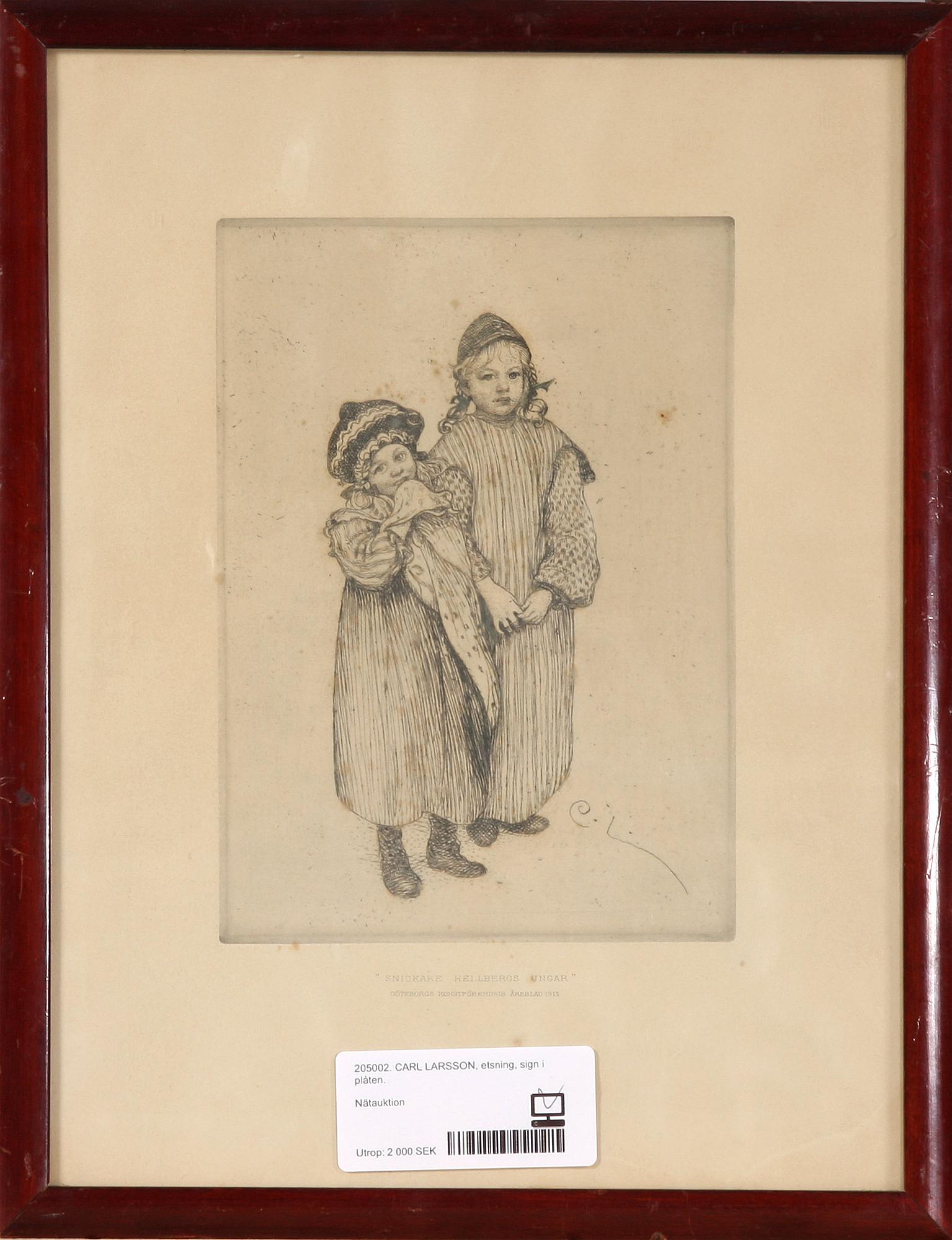 CARL LARSSON, etsning, sign i plåten.