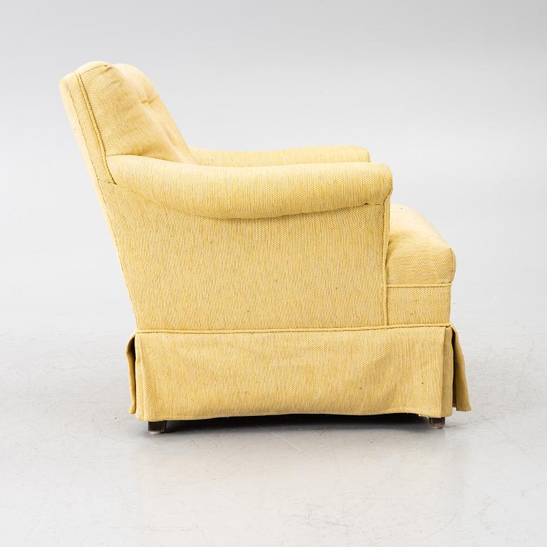 Armchair, mid-20th century, upholstered in the textile “Vägen” by Firma Svenskt Tenn.
