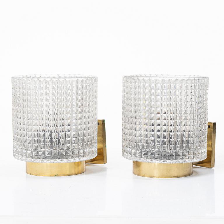 Carl Fagerlund, Wall lamps, a pair, Orrefors.
