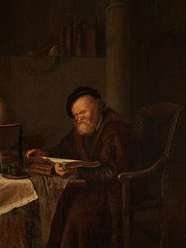 Gerrit Dou Circle of, Reading man with a globe.