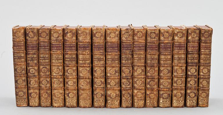 BOKVERK, 15vol.  "Histoire Romaine depuis la fondation de Rome jusqu`a la bataille d`Actium". Jacques Guerin, 1700-tal.