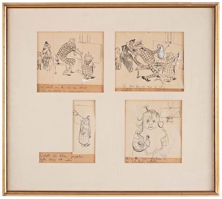 Carl Larsson, Four drawings of the artist's daughter Lisbeth.