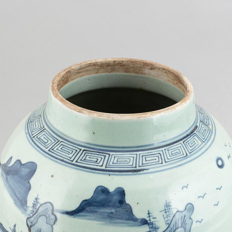 A Chinese blue and white vase, 20th century.