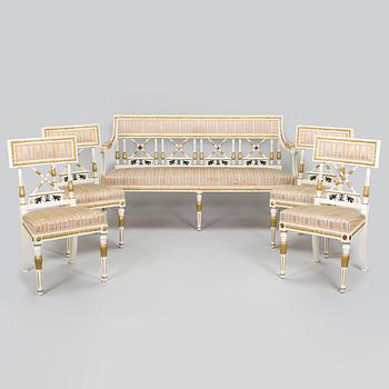 Sohva ja neljä tuolia, myöhäiskustavilainen tyyli, 1900-luvun alku.