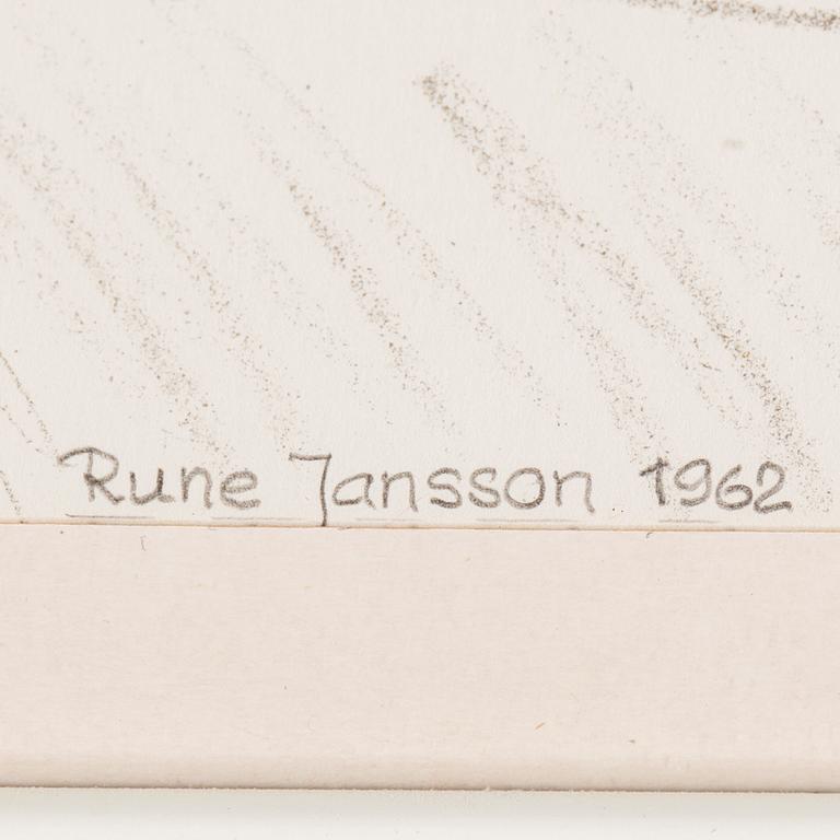 RUNE JANSSON, pastell, signerad och daterad 1962.