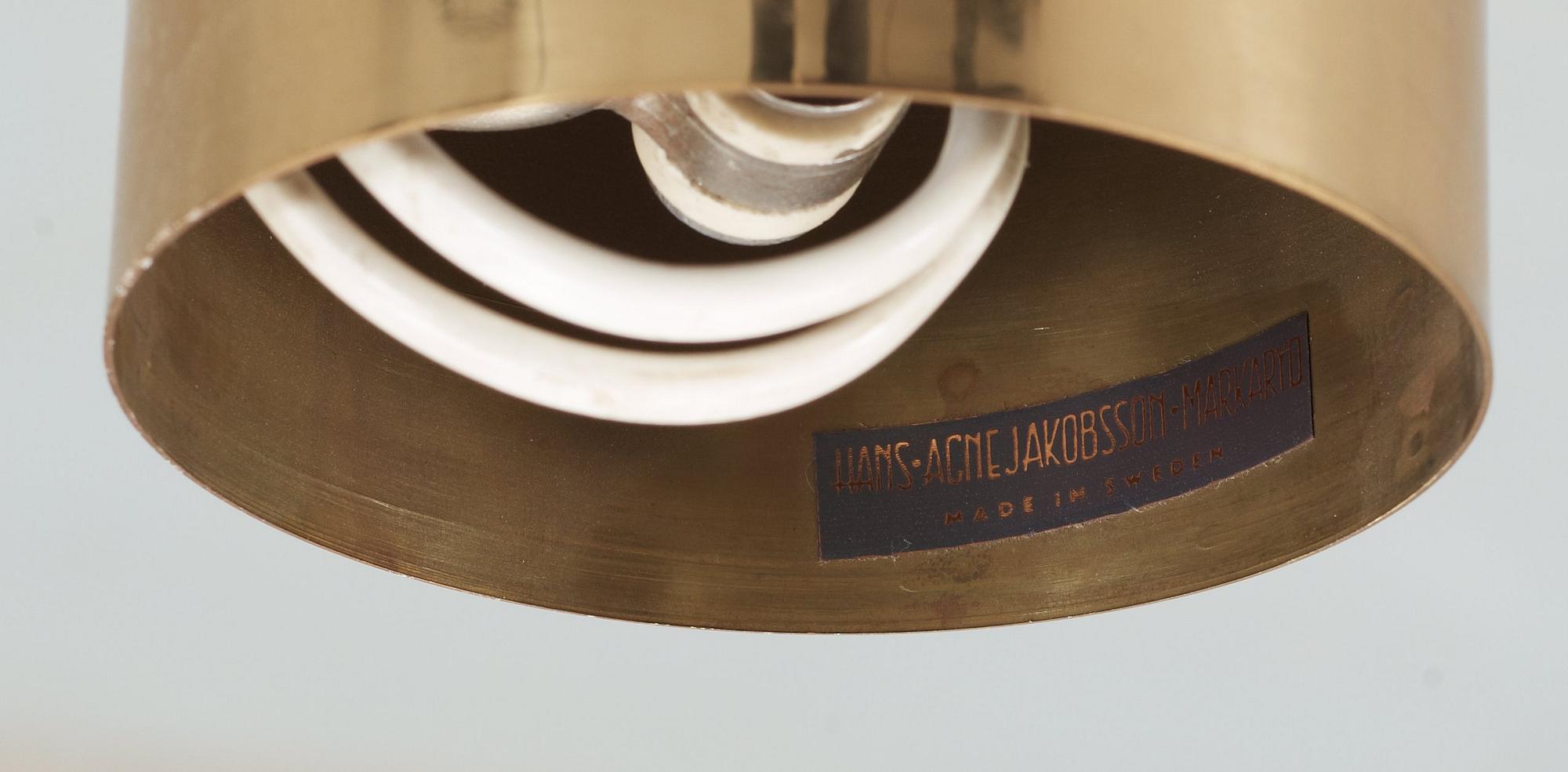 A Hans-Agne Jakobsson brass ceiling lamp, Markaryd Sweden 1960-70's.