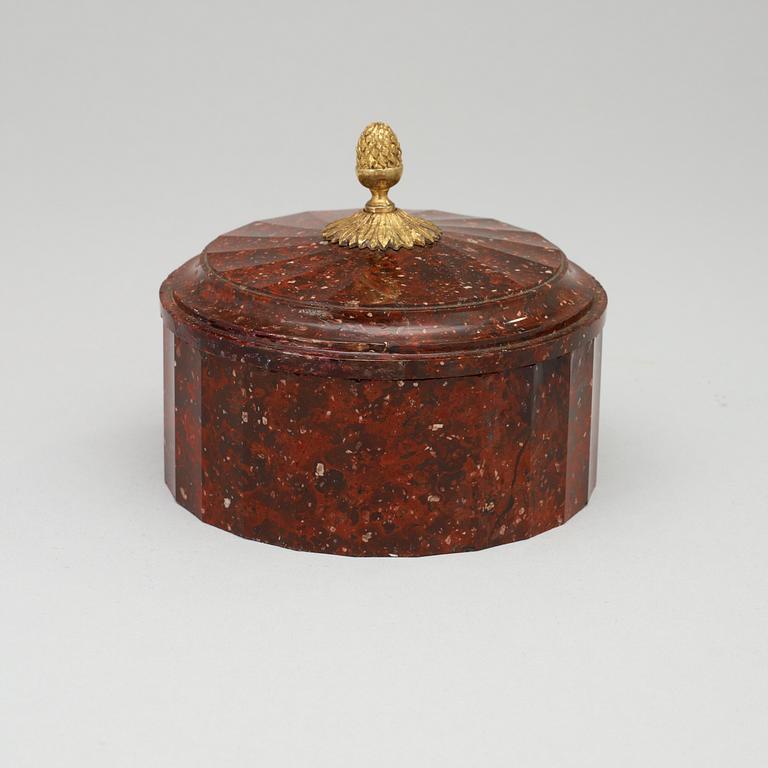 A Swedish Empire 19th century porphyry butter box.