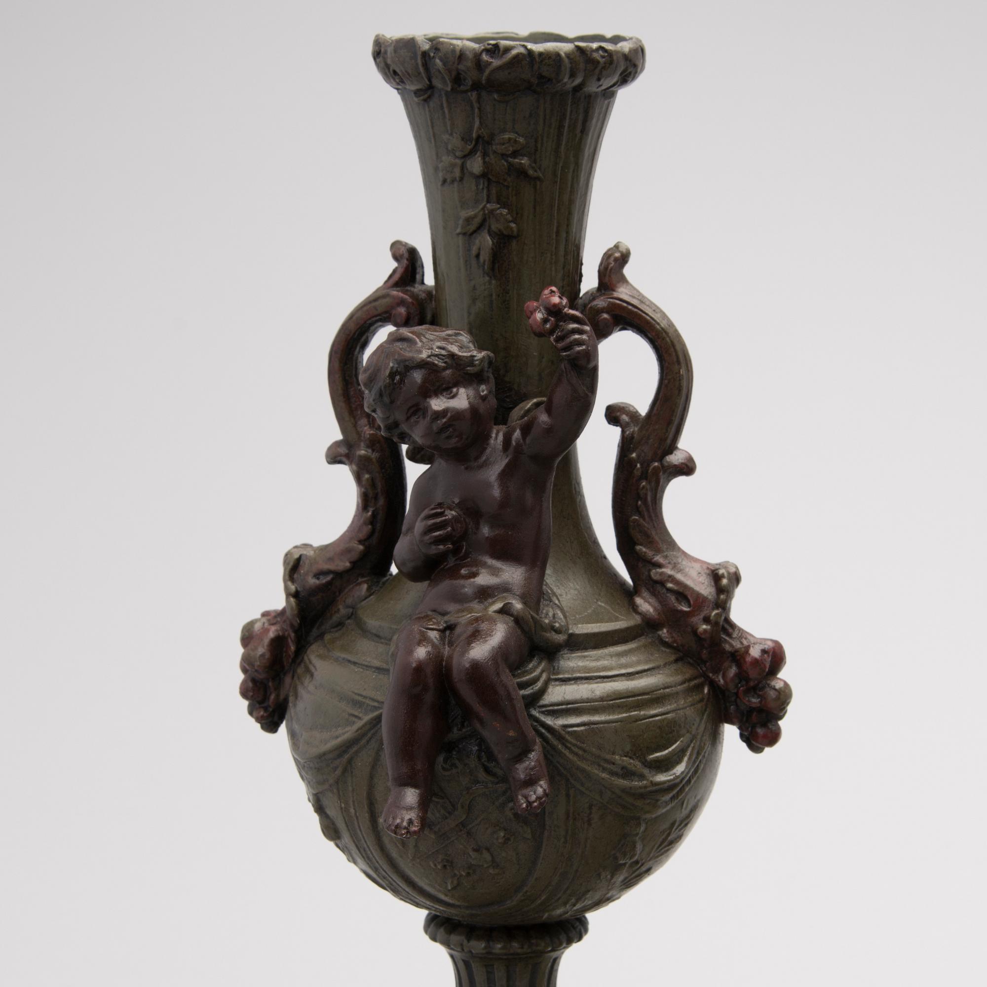 French mantel clock set, mantel clock marked Horlogerie Paris 7742, late 19th century.