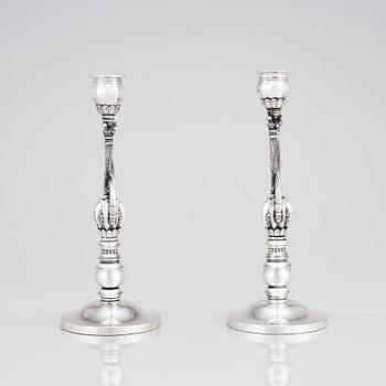 Johan Rohde, a pair of sterling silver candelabra for Georg Jensen, Copenhagen 1933-44, design nr 343.