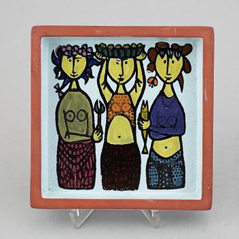 Stig Lindberg, vase and plate, "Karneval", Gustavsberg.