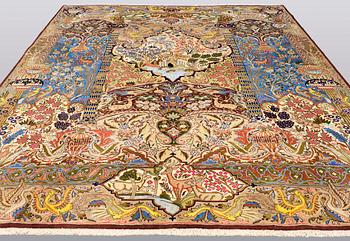 A carpet, Figural Kashmar, ca 388 x 295 cm.