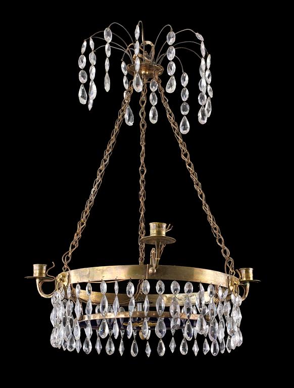 A late Gustavian four-light chandelier.
