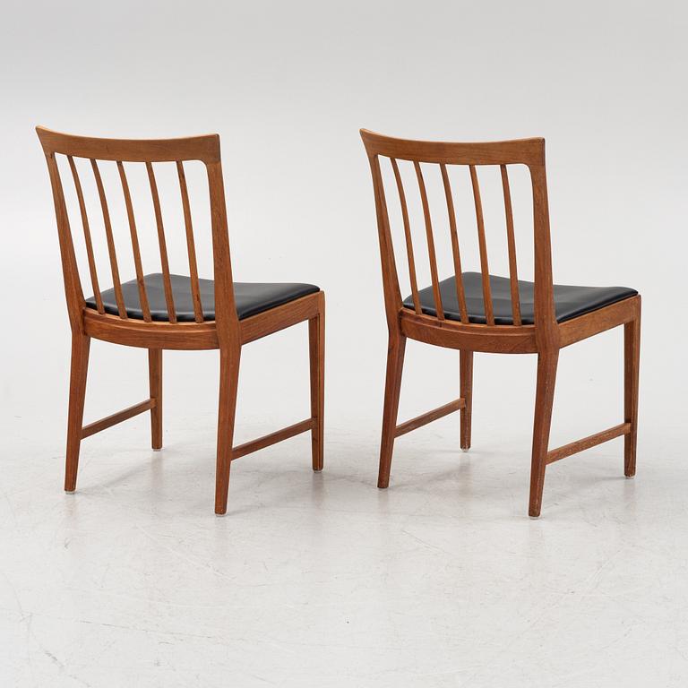 Bertil Fridhagen. A teak veneered dining table and six chairs, Bodafors, Sweden, latter part of the twentieth century.