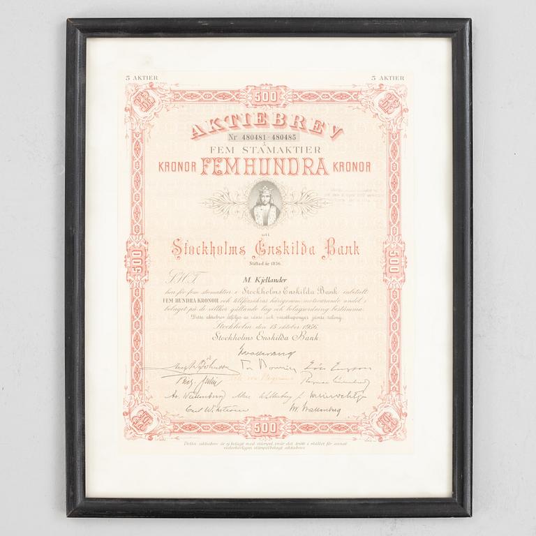 Ordförandestol, "SEB", utförd till Stockholms Enskilda Bank, signerad och daterad 1907.