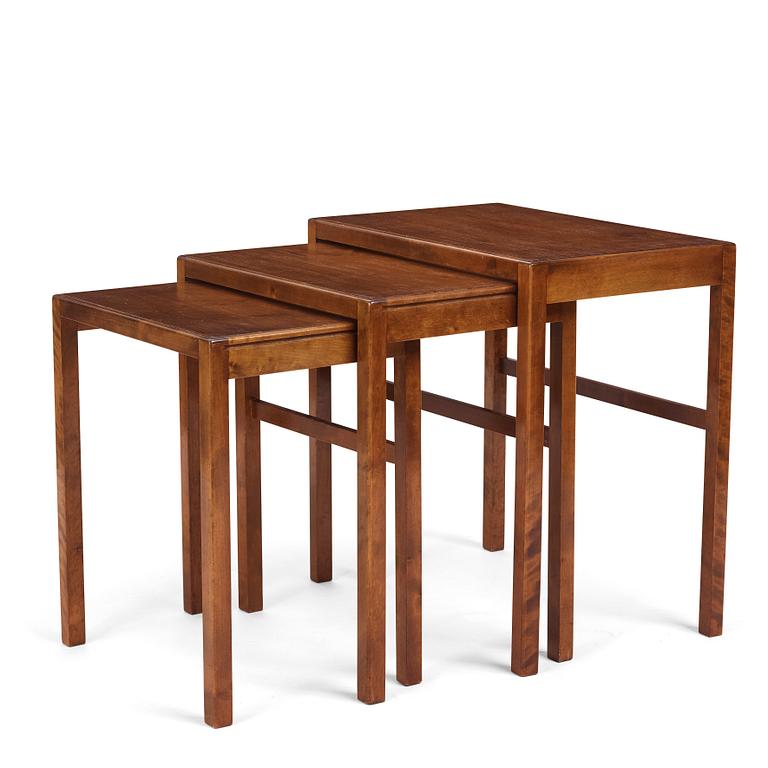 Axel Einar Hjorth, three nesting tables, Nordiska Kompaniet, Sweden, designed in 1937.