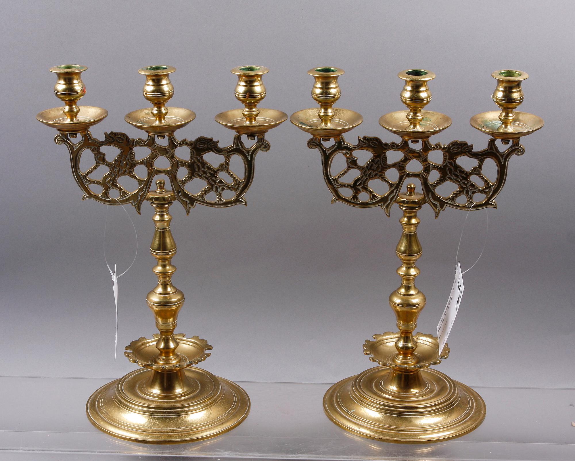 KANDELABRAR, ett par, mässing, barockstil, 1800-tal.