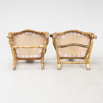 Two Rococo armchairs, 18th Century.