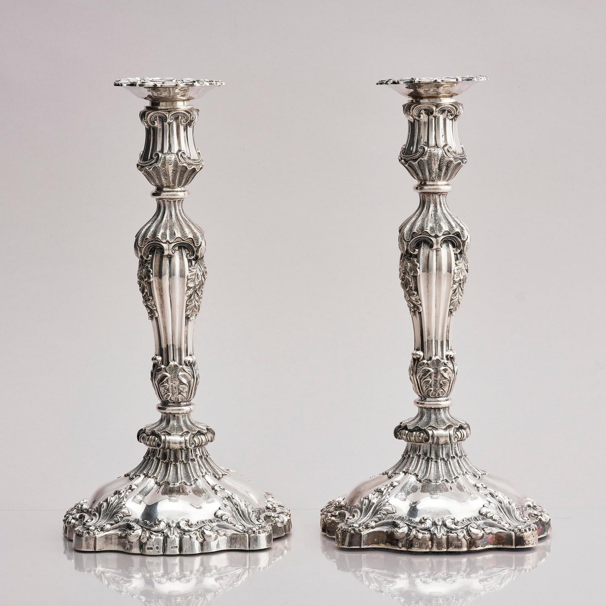 TJ & N Creswick, ljusstakar, ett par, silver, Sheffield, England, 1840.