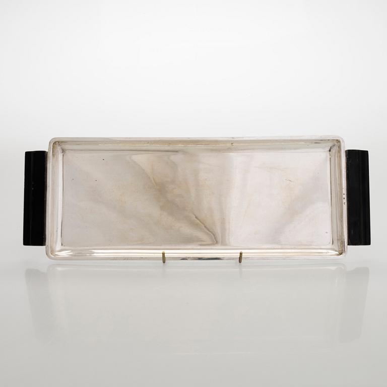 A tray with ashtrays, silver and glass, Czechoslovakia 1942-1945.