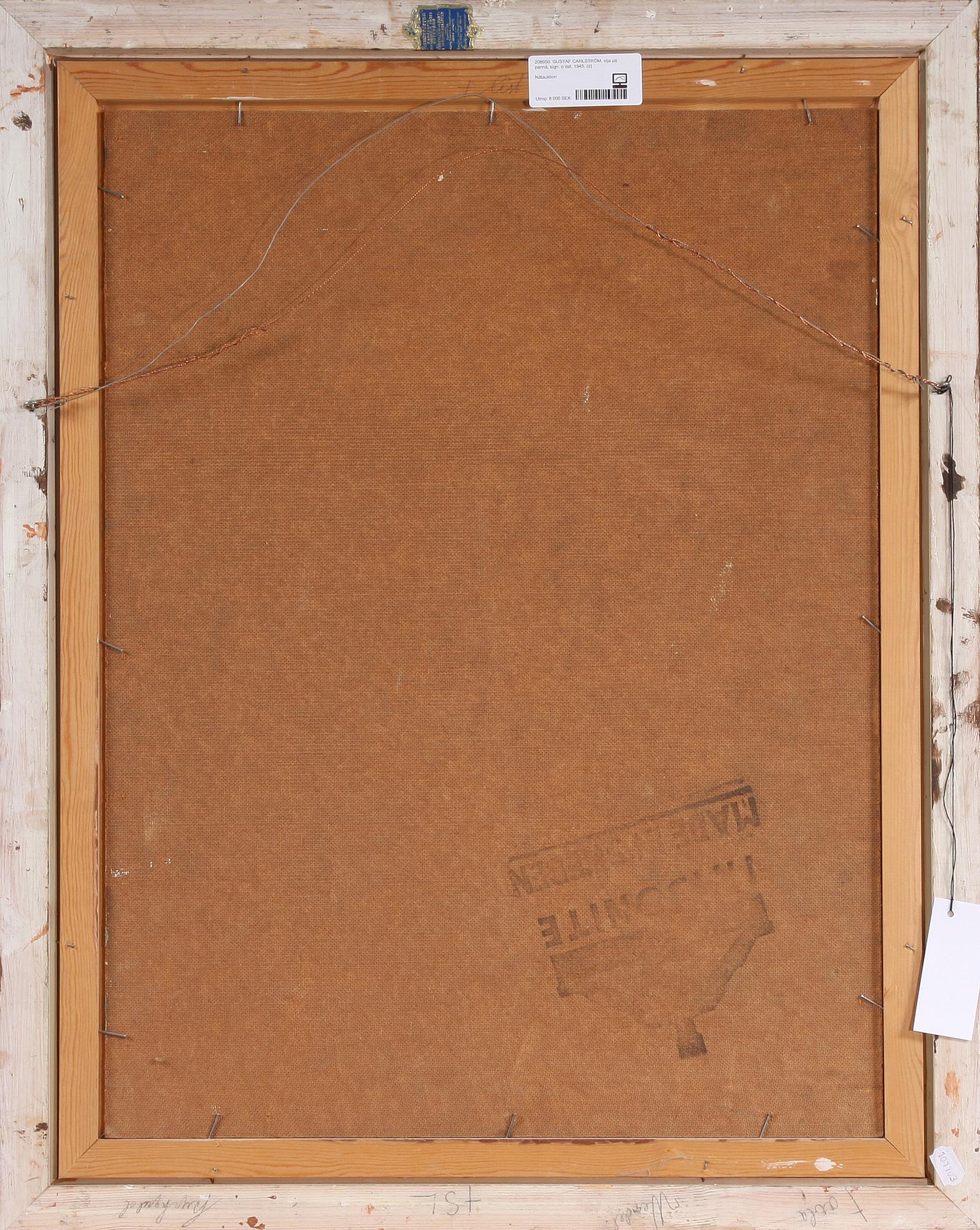 GUSTAF CARLSTRÖM, olja på pannå, sign. o dat. 1945.