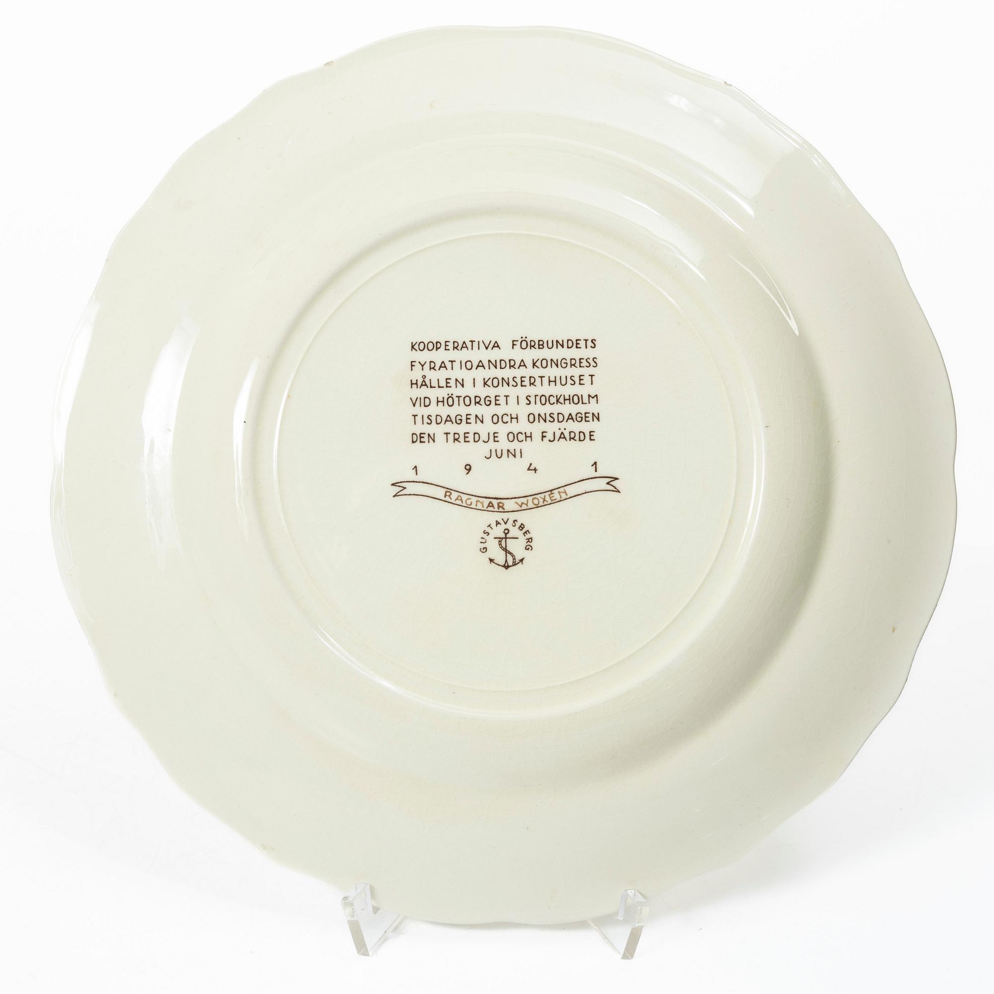 Wilhelm Kåge, Five test plates, porcelain and stoneware, Gustavsberg, 1920s-50s.