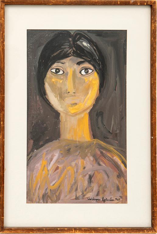 Waldemar SjölanderPorträtt , gouache, signerad och daterad 1965.