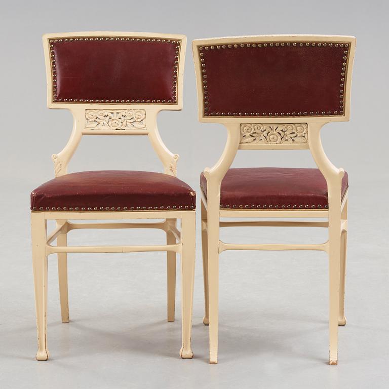 Ferdinand Boberg, A set of six Ferdinand Boberg Art Nouveau chairs, Sweden, circa 1900.