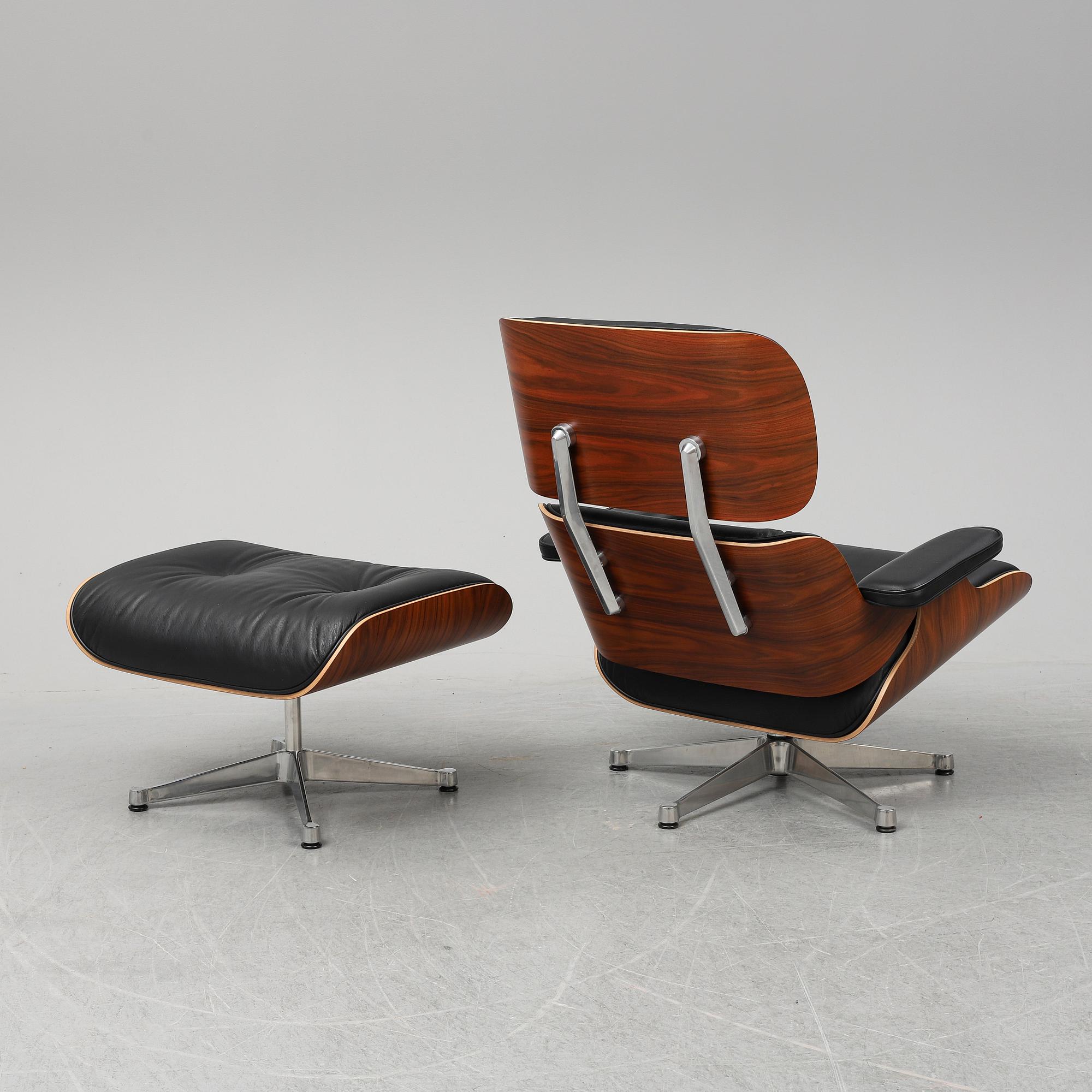 CHARLES & RAY EAMES, 'Lounge Chair' and ottoman, Vitra, 2010's.