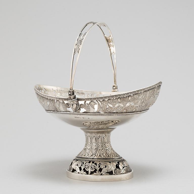 ANDERS LUNDQUIST, fruktkorg, silver, empire, Stockholm, 1827.