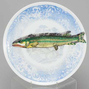 PIERO FORNASETTI, 2 "Arcimboldesca" plates + 1 "Piscibus" plate,