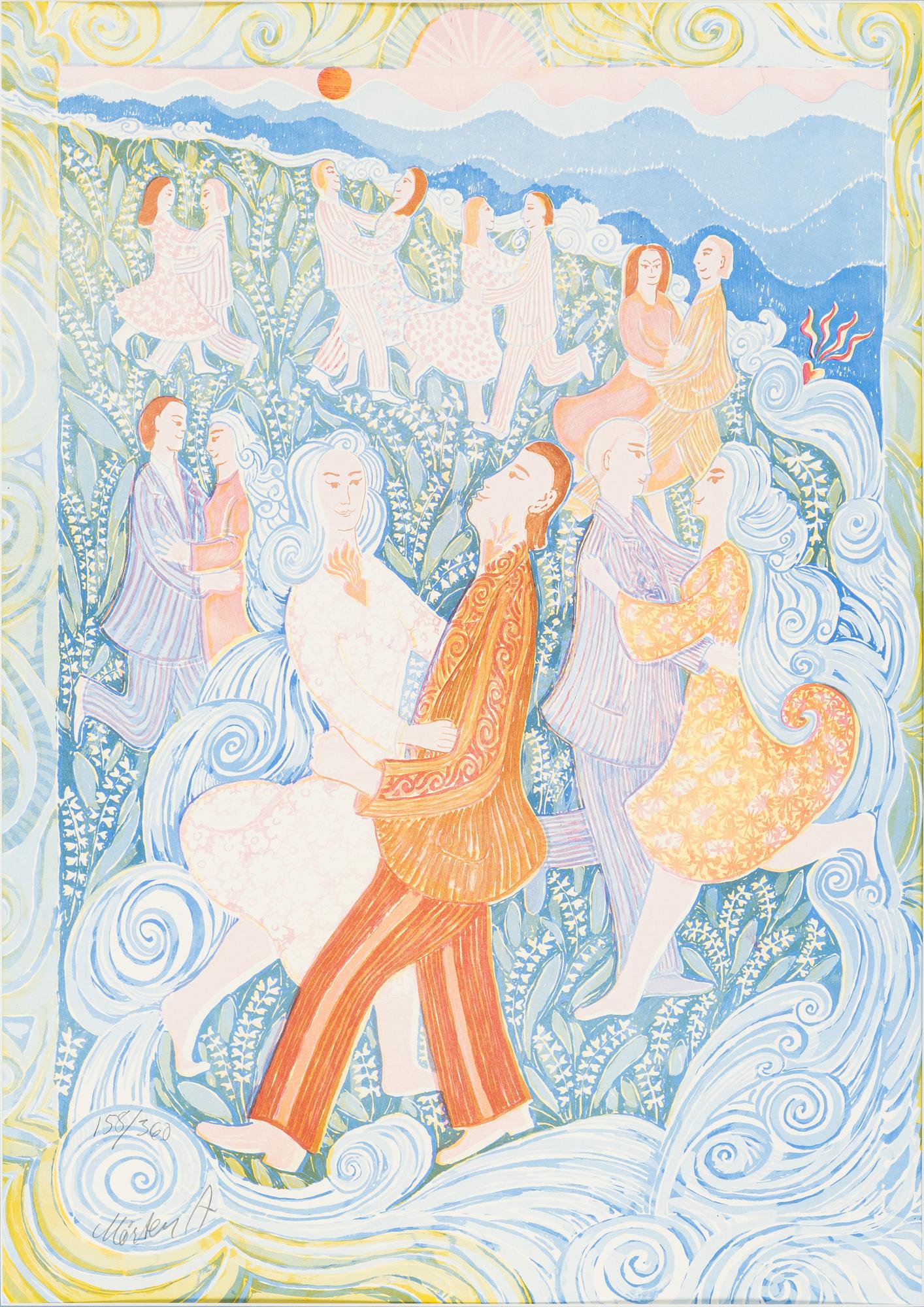Mårten Andersson, färglitografi, 1990, triptyk, signerad 158/360.