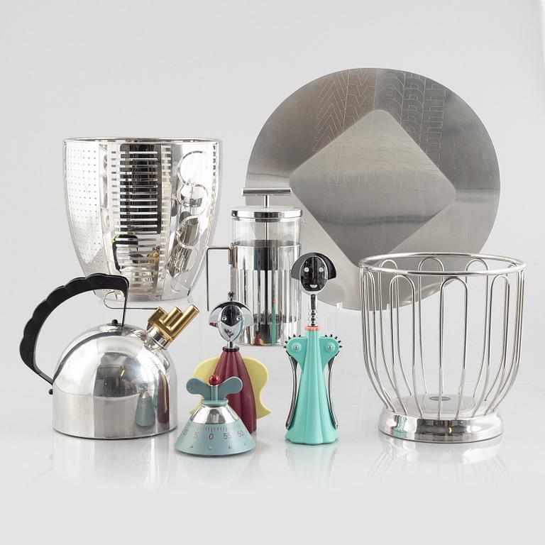 Eight pieces of Alessi homeware.