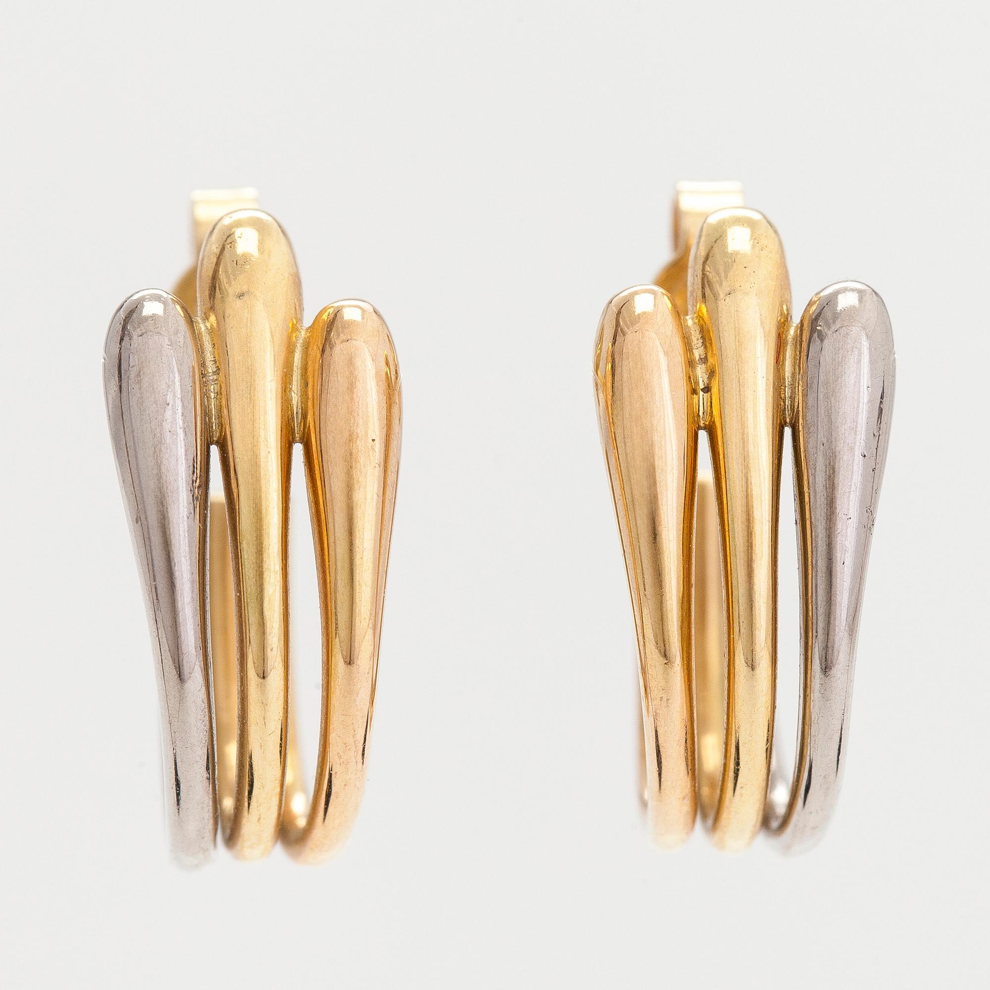 Earrings, 18K tri-colour gold.