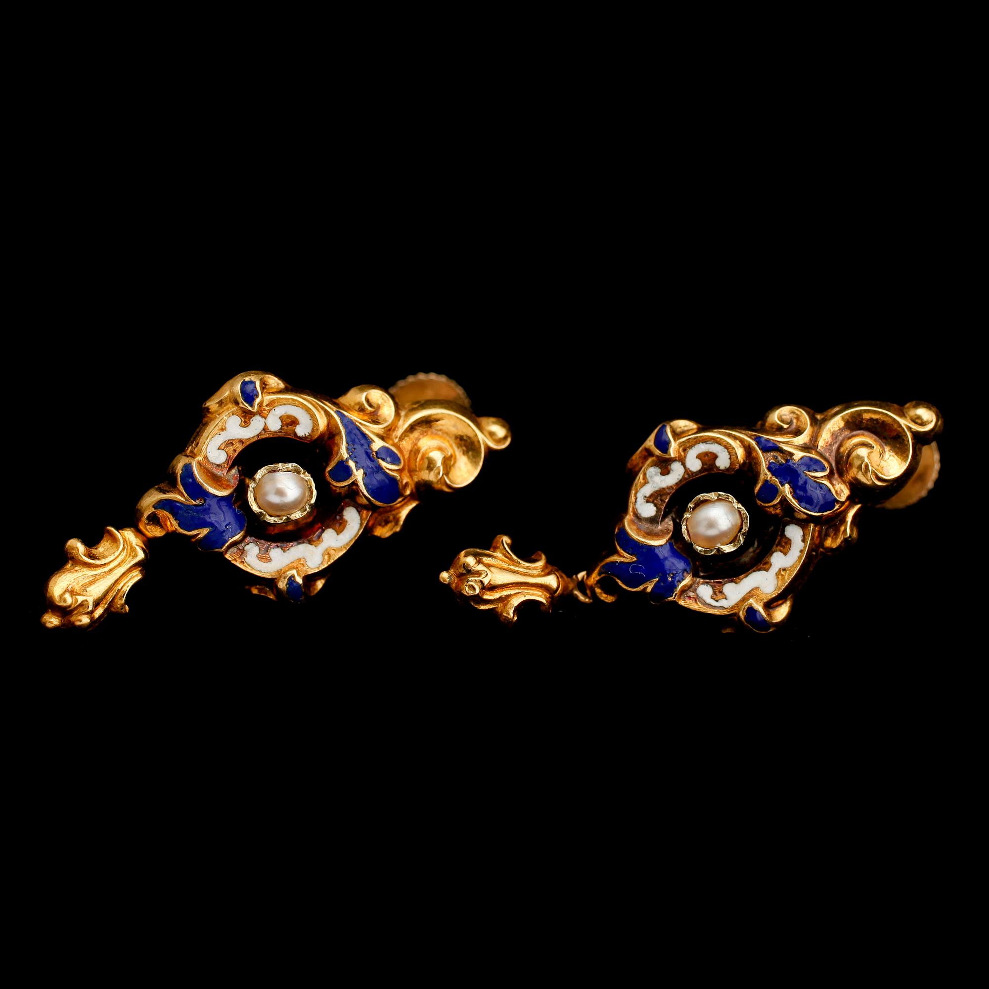 ÖRHÄNGEN, 1 par, guld, 1800-talets mitt.