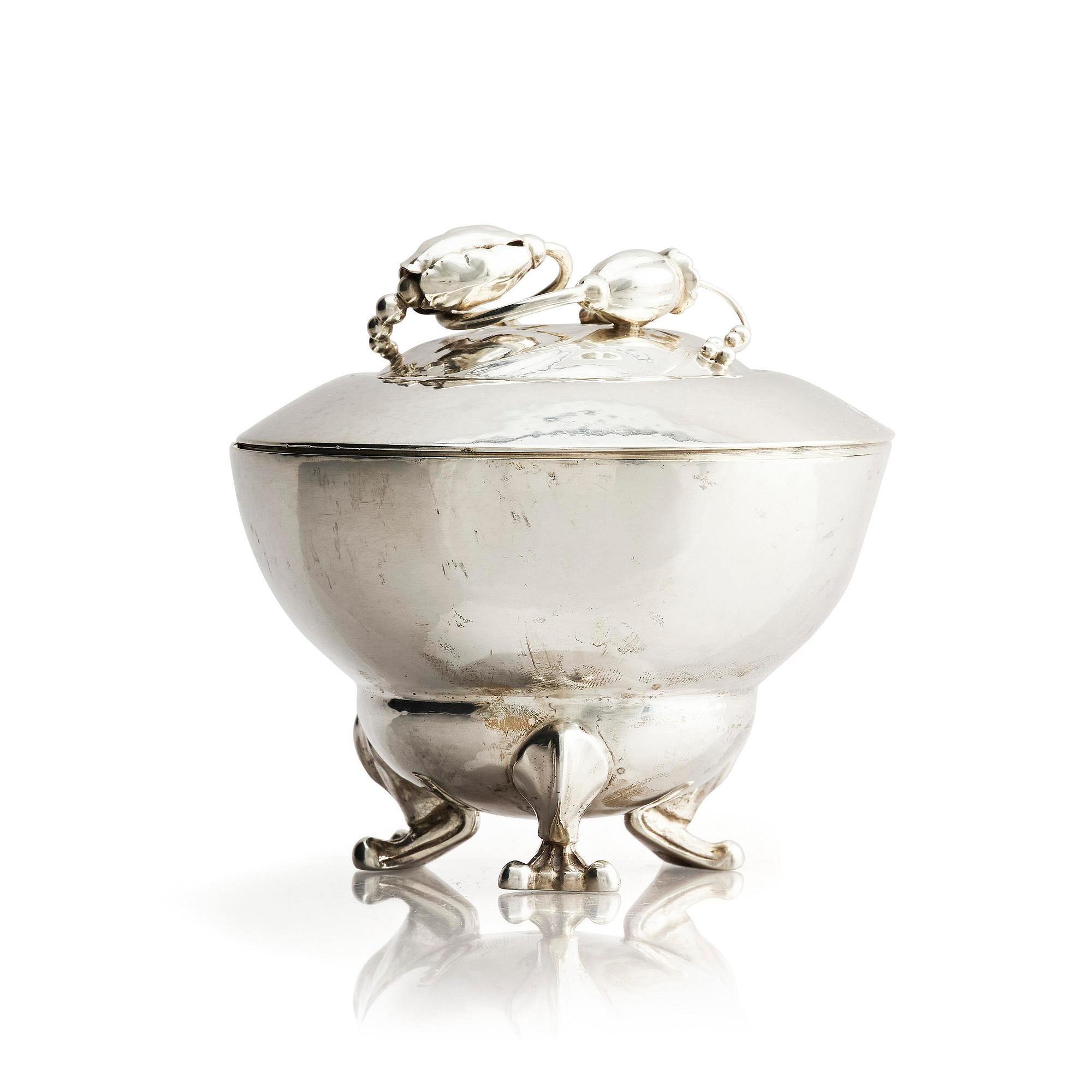 Georg Jensen, a silver bowl with lid, 'Blossom', design no 126, Copenhagen circa 1915-1921.