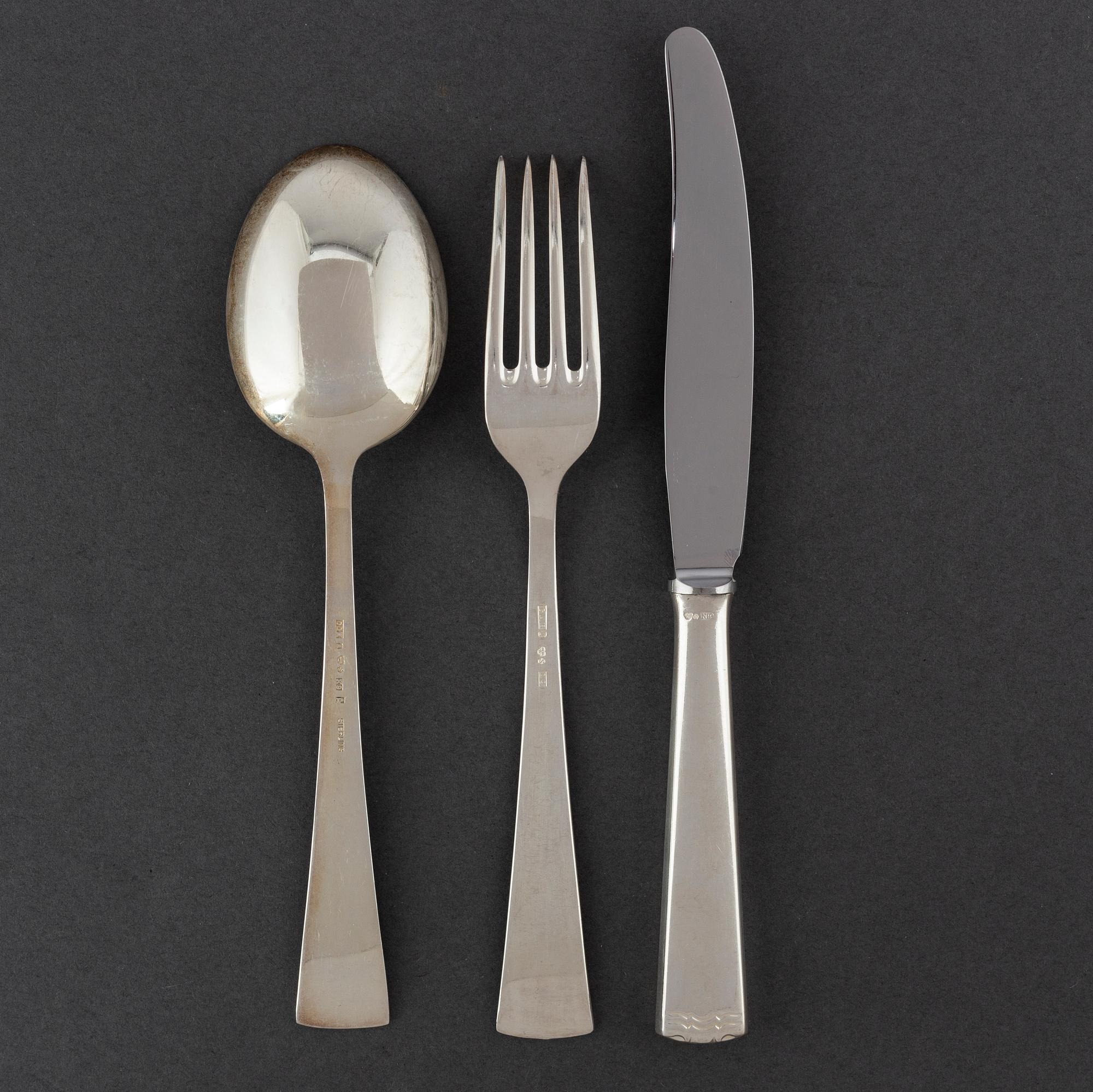 CG HALLBERG and GAB, a part 'Diana' silver cutlery, Stockholm, 1960s (36 pieces).