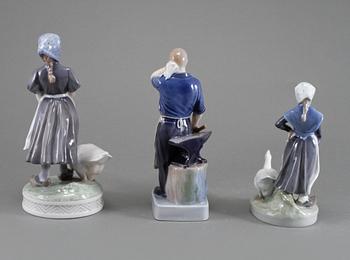 FIGURINER, 3 st, porslin, Royal Copenhagen, Danmark, 1900-talets andra hälft.