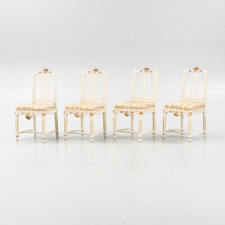 A set of four Gustavian chairs, Lindome, around the year 1800.