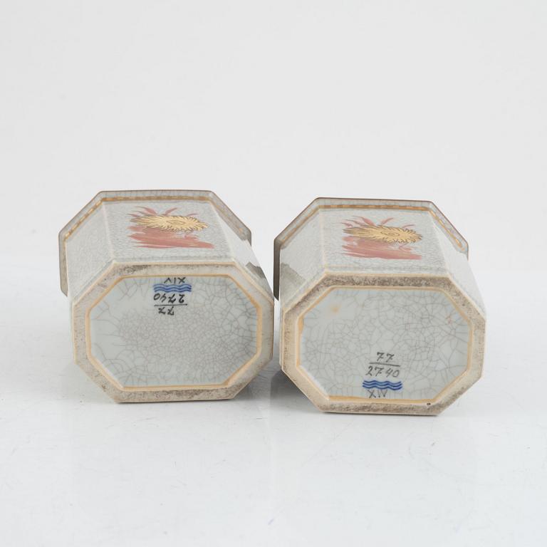 A pair of porcelain tea caddies, Royal Copenhagen, Denmark.