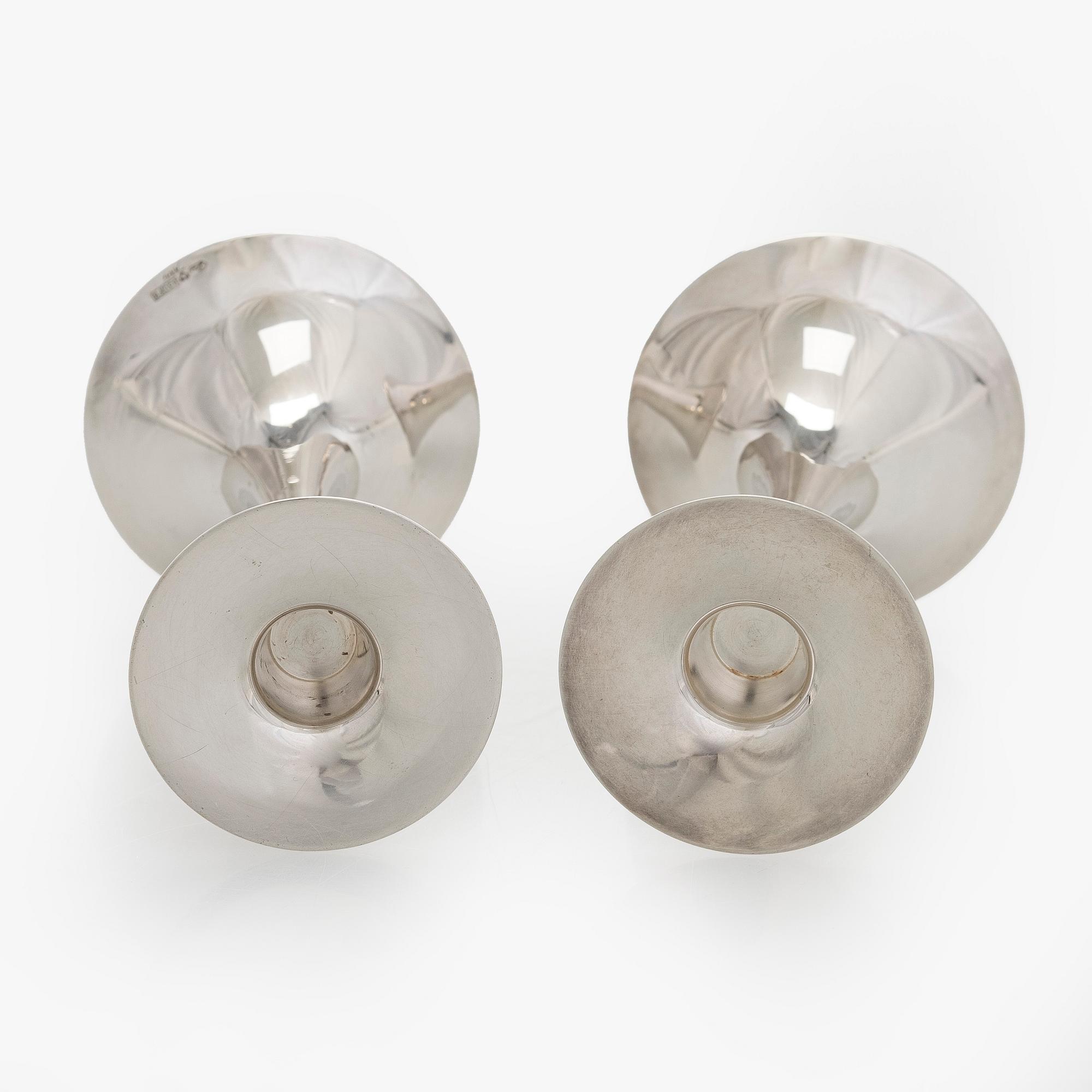 Tapio Wirkkala, A pair of 'Trumpet' silver candlesticks, Kultakeskus, Hämeenlinna.