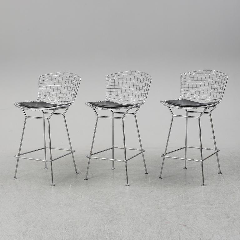 HARRY BERTOIA, three bar stools, Knoll International.