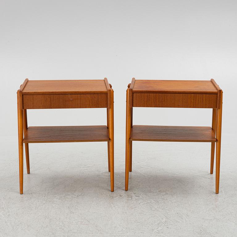 Bedside tables, a pair, Ab Carlström & Co Furniture Factory, mid-20th century,