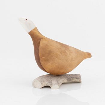 Lars Levi Sunna, a birch and reindeer horn figurine of a grouse, signed LLSUNNA.