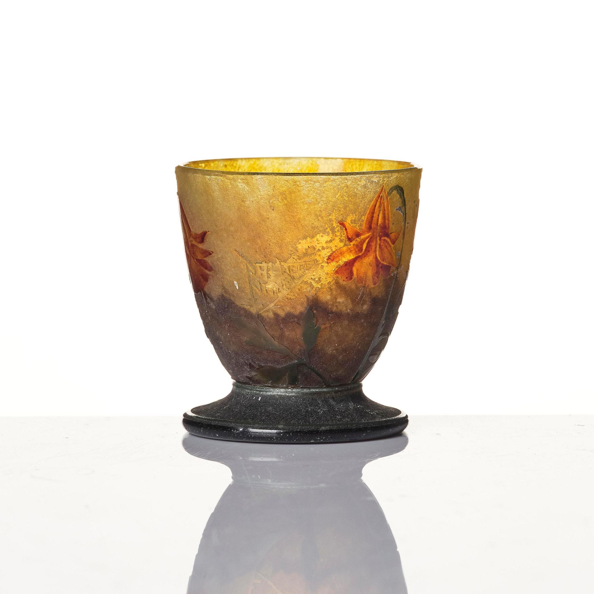 Daum Frères, an Art Nouveau miniature cameo glass vase, Nancy, France.