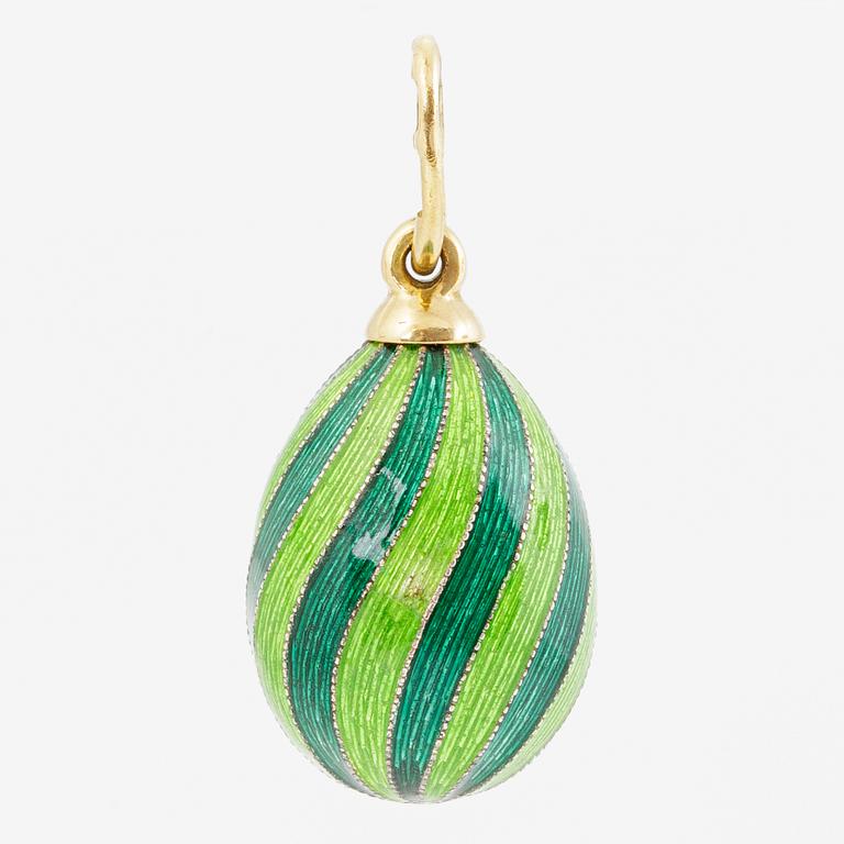W.A. Bolin, pendant in the form of an egg, 18K gold and silver and enamel.